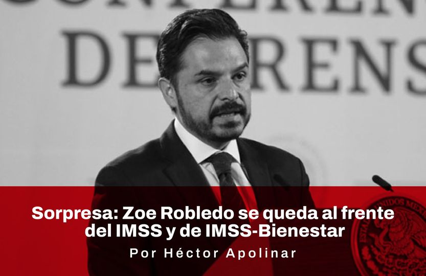 Puede ser una imagen de 1 persona y texto que dice "DE RENS Sorpresa: Zoe Robledo se queda al frente del IMSS y de IMSS-Bienestar Por Héctor Apolinar"